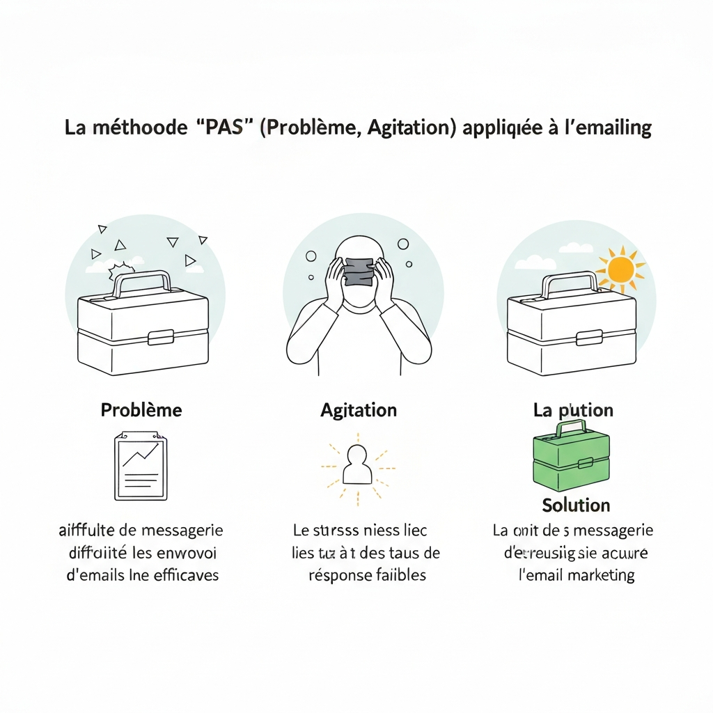 La méthode « PAS » (Problème, Agitation, Solution) appliquée à l’emailing.