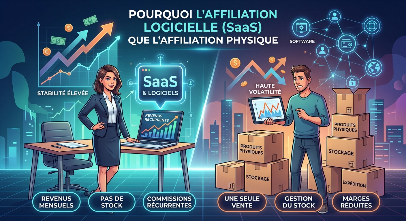 Pourquoi l’affiliation logicielle (SaaS) est plus stable que l’affiliation physique.